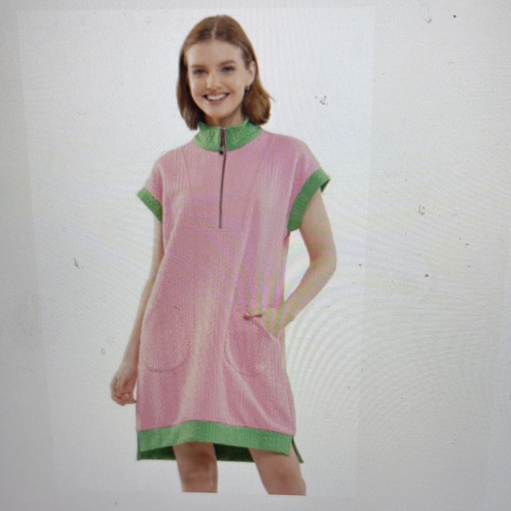 Pink and Green Midi Dress